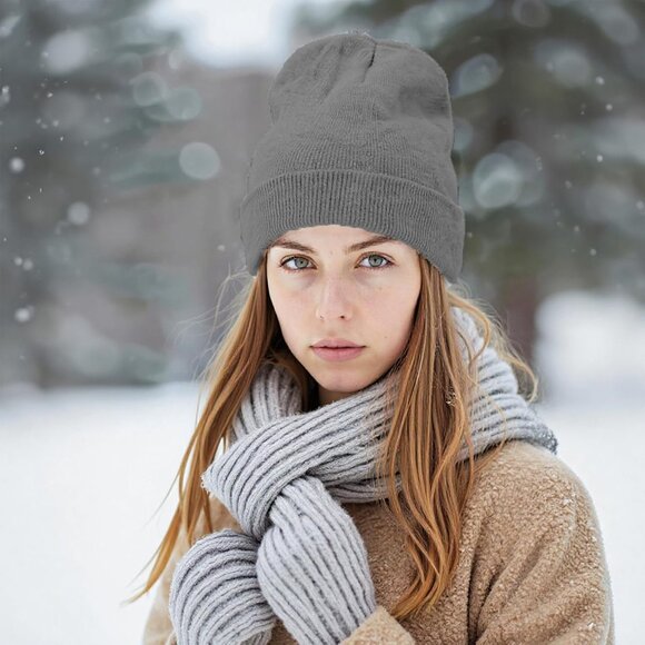 Men's 3-pack Dark-Grey Grey Tan Spring Summer Autumn Winter Slouchy Beanies Hats - Picture 7 of 7